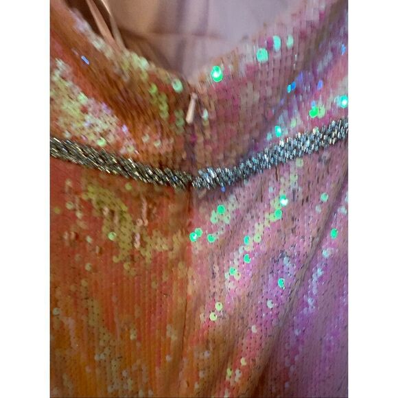 Ieena Mac Duggal Size 12 Strapless Sequin Formal Gown Coral Pink Sparkle NWT - Picture 13 of 16
